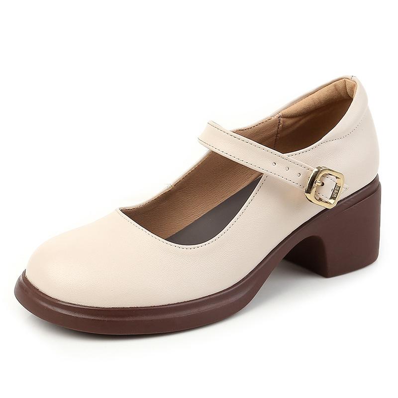 Fashion GKTINOO 2025 Spring Autumn Shoes Woman Genuine Leather Women Pumps Lady Round Toe Platform Shallow Mouth High Heel Women's Shoes