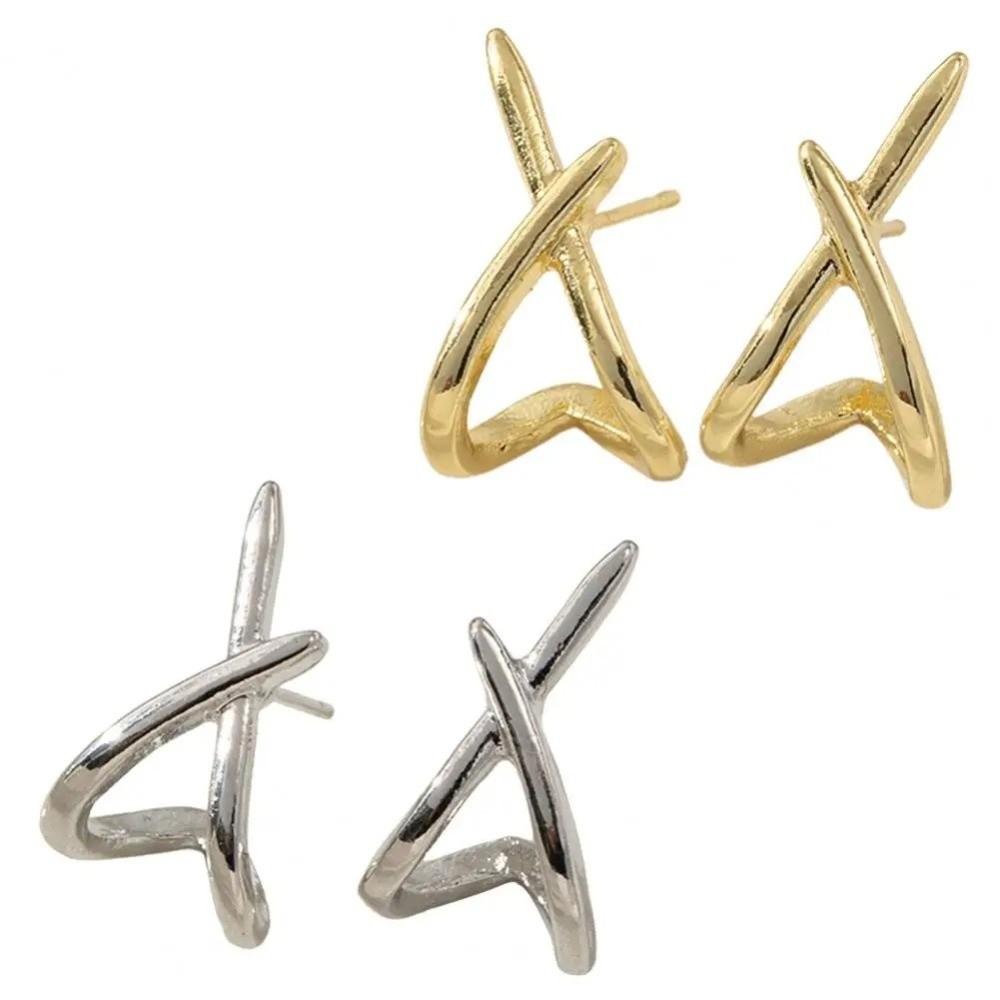 Gold Color Geometric Ear Jewelry Hypoallergenic Zinc Zinc Alloy Hollow Earrings Commuting