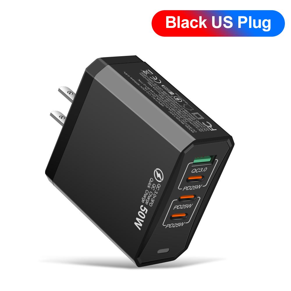 

Общая мощность 100 Вт USB Зарядное устройство Зарядное устройство для телефона Быстрая зарядка Для Xiaomi Samsung Дорожный адаптер для зарядки Для iPhone Быстрая зарядка US Plug Black