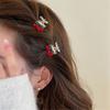 Pack of 2 Small Cherry Rhinestones Hair Claw Clip Elegant Metal Grip Side Claw Clip for Women and Kids Everyday Wear