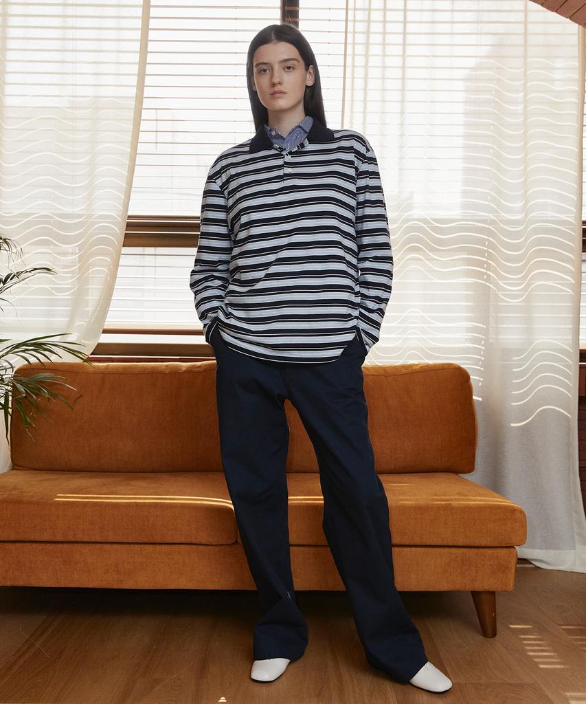 Lollingseutyudio Straight Chino Pants Cotton Twill Dark Navy