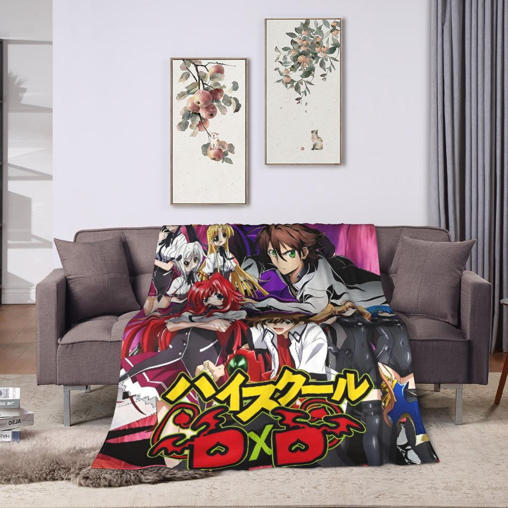 Warm Blanket Camping High School DxD Anime Throw Blanket  Flannel Bedspread For Couch Chair Street Trend Sofa Bed Cover