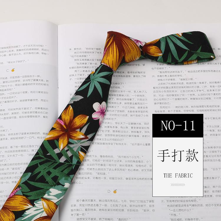 Floral Tie Men'S Patterned Cotton Shirt Macaron Printed Narrow Edition 6Cm Hand Tie Korean Casual Women'S Tie