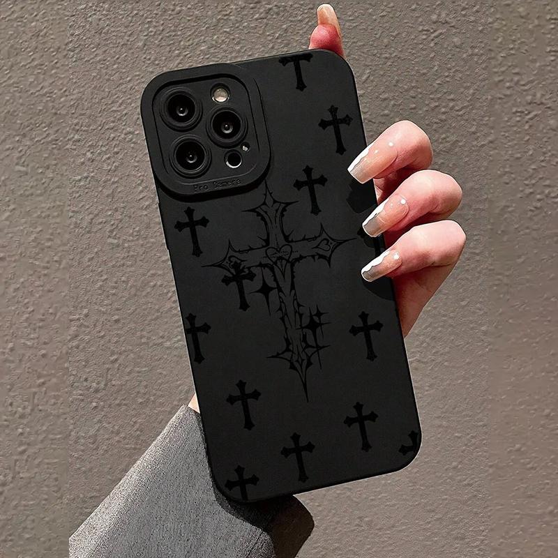 Case For Samsung Galaxy S24 S23 Ultra S22 Plus S21 FE A14 A34 A54 5G A13 A33 A53 A55 A35 A15 A52 Black Cross Print Soft Cover