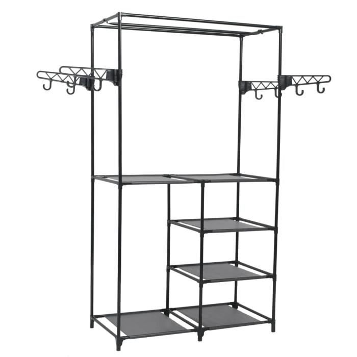 VidaXL Porte-vêtements Acier et tissu non-tissé 87 x 44 x 158 cm Noir
