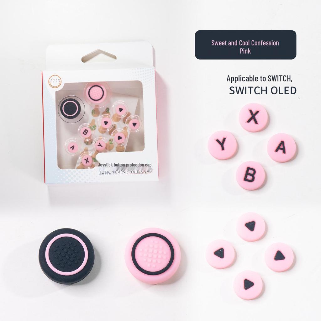 Switch Silicone Keycap - Directional Joystick Cap and Colored Button Sticker for Joy-Con