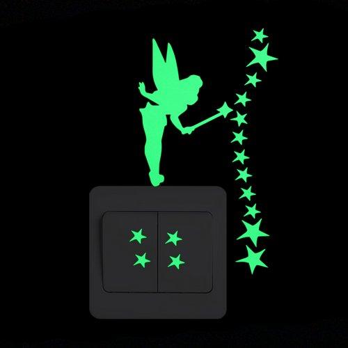 Switch Decoration Luminous Stickers Kids Room Wall Laptop Fridge Desk Car Home Decor Vinyl Decal Car/Fairy/Moon Stars/Bulb/Dog..