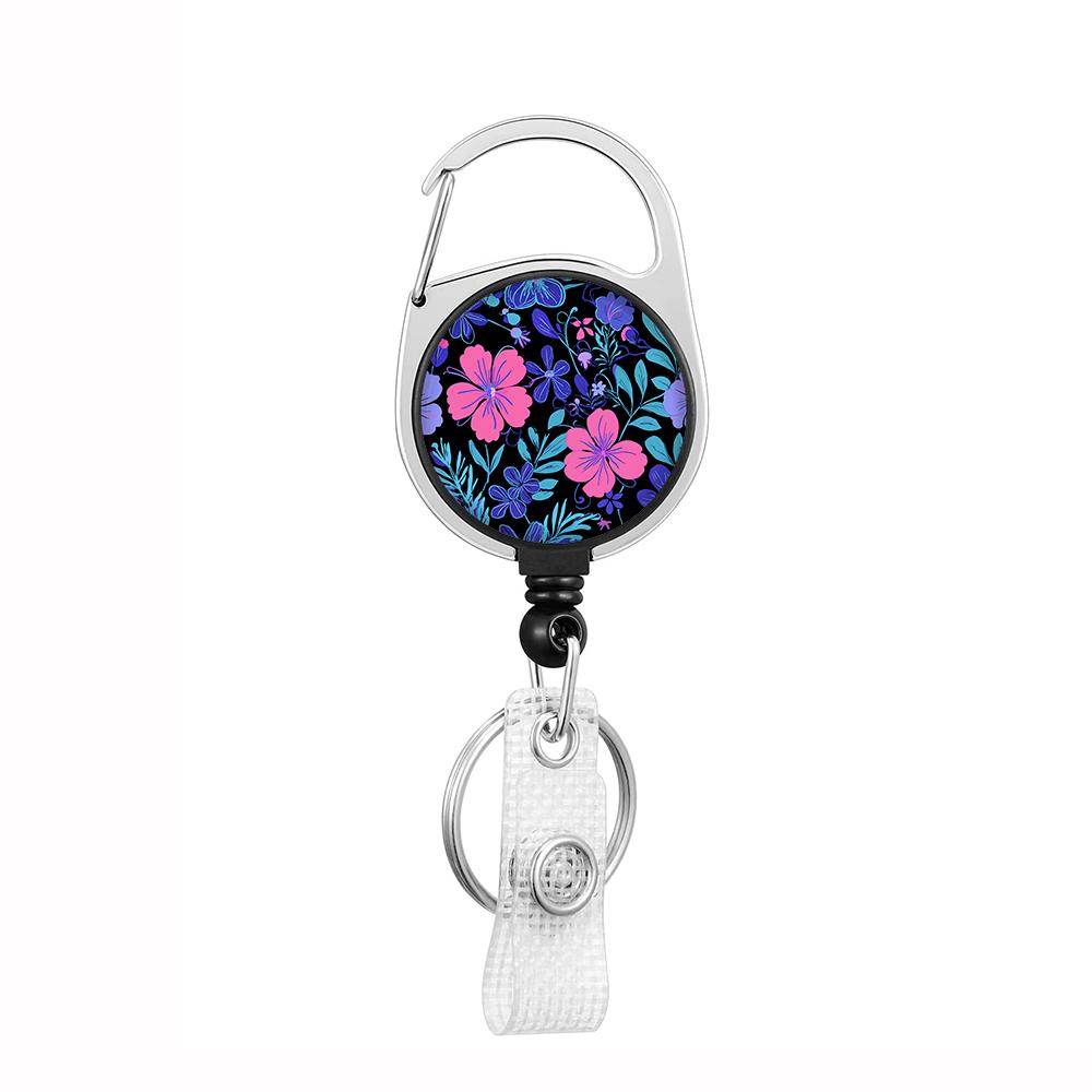 Plant Flowers Clip Lanyards ID Badge Holder Porta Credencial Lanyards Keychain Badge Reel Nurse Retractable Wholesale