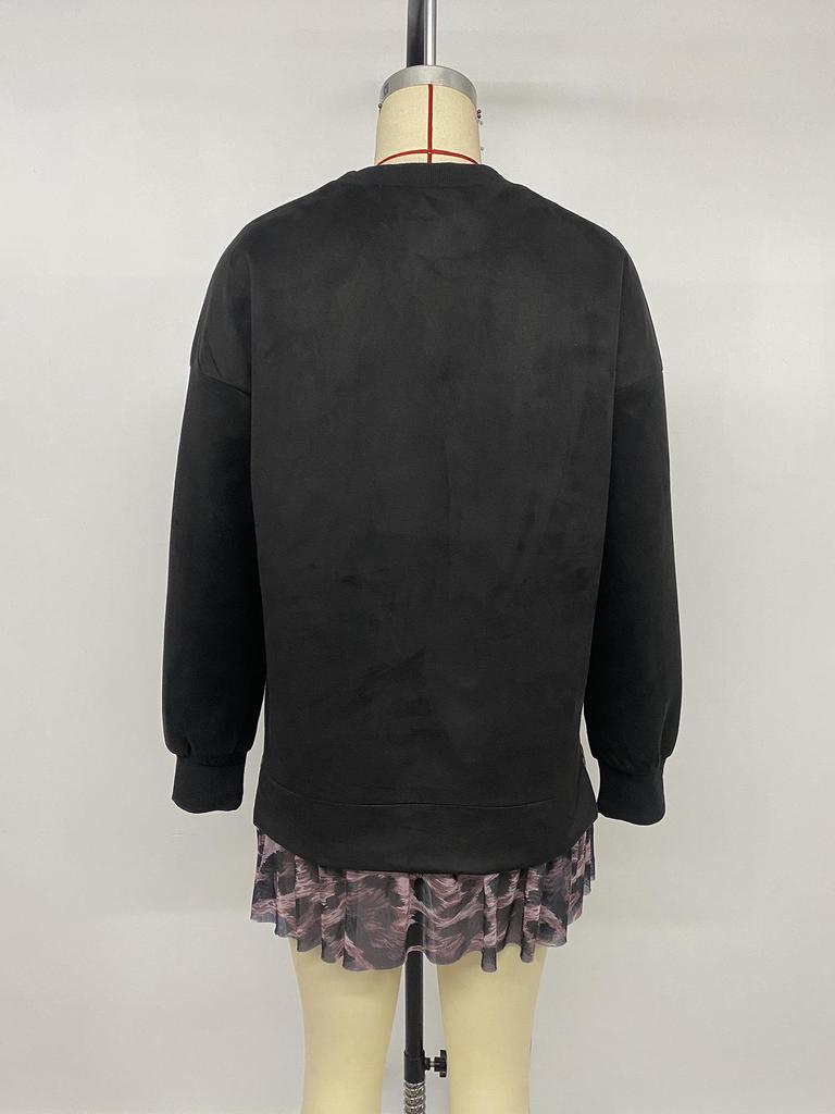 Yiyi 2025 Autumn/Winter Women's Color Block Round Neck Hoodie