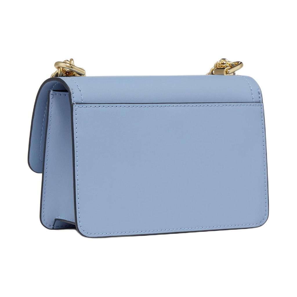 Michael Kors MK Heather Solid Color Fresh Chain Strap Button Flap Closure Leather Shoulder Crossbody Bag Women Shoulder Bag 32S2G7HC0L-FRENCHBLUE