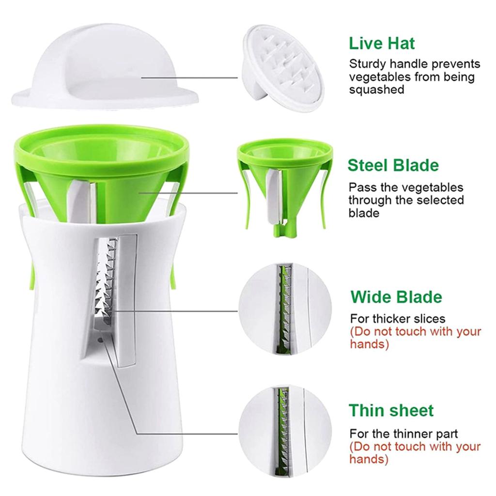 3 in 1 Spiral Slicer Handheld Spiralizer Multi-functional Plastic Grater Anti-Slip Veggie Spiral Cutter for Kitchens Accessories