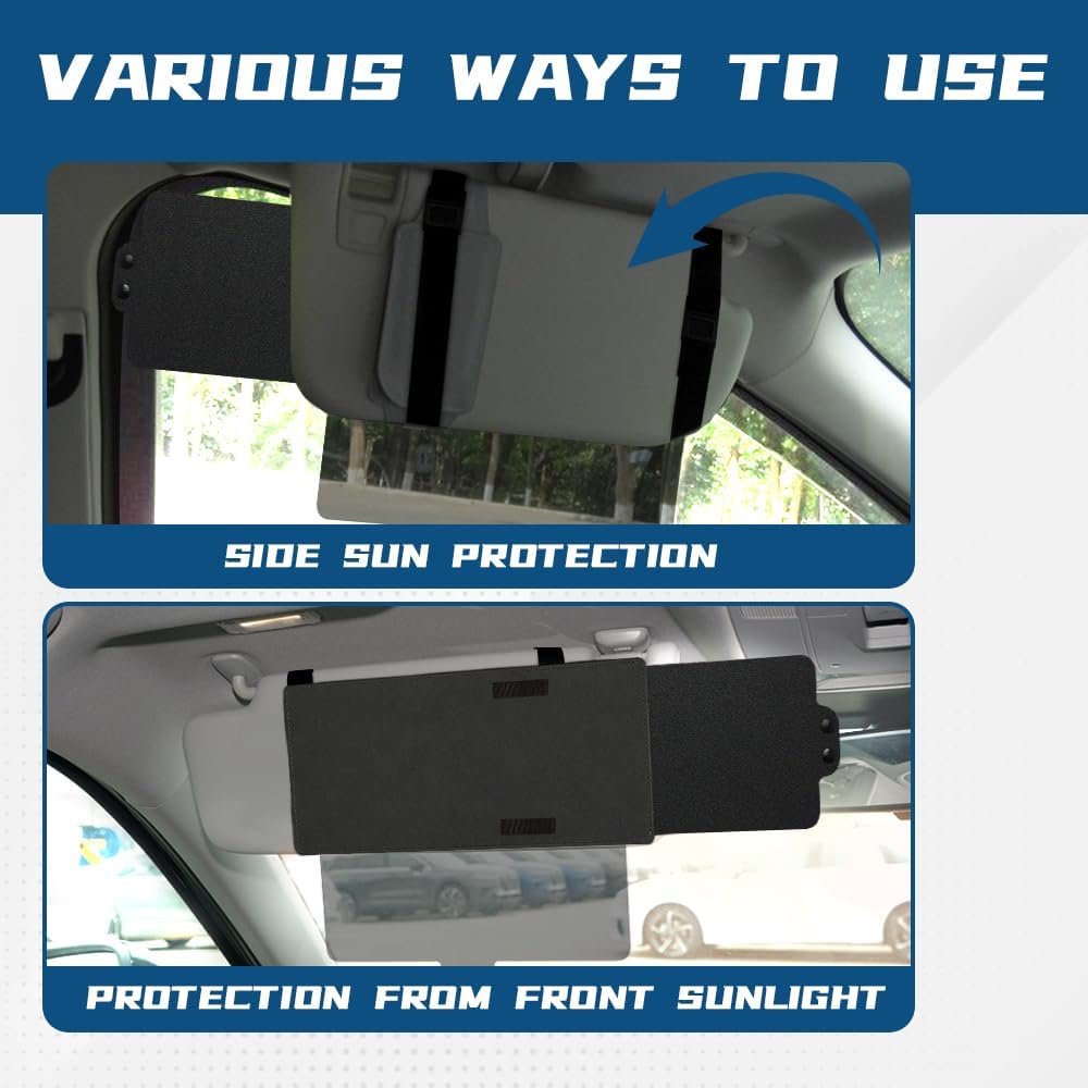 Sun Visor Extender For Car, Polarized Car Visor Extender With Polycarbonate Lens And Side Sunshade, Car Visor Protect From Glare, UV Rays, Snow