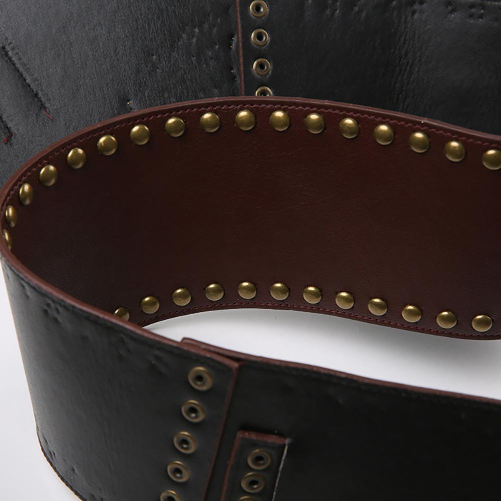 Women Belt Retro Trendy Leather Rivet Trim Wide Belt Casual Dress Decoration For Party Birthday Gifts Men
