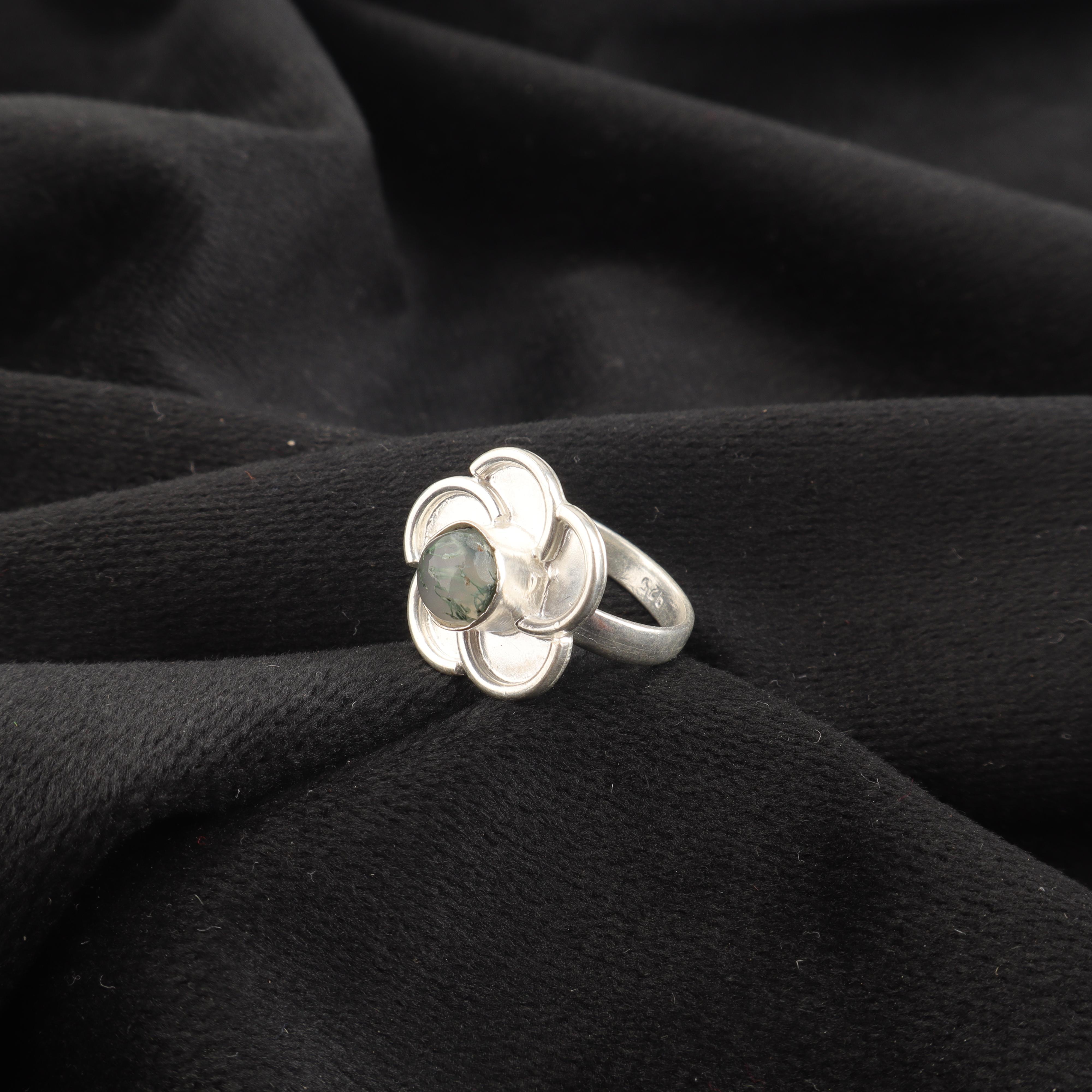 

Украшения из мохового агата, кольцо из стерлингового серебра 925 пробы, ювелирное изделие ручной работы для свадебного подарка 12 зелёный