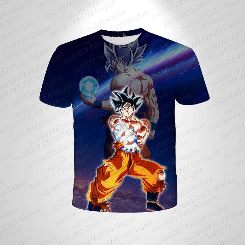 Japanese Anime Dragon Ball Z 3d Print Cute Kid Goku Sitting Sky All Over Print T-Shirt Fashion Kids Adults