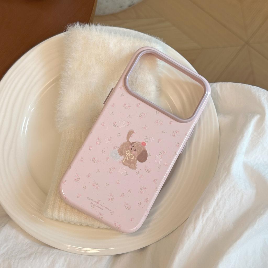 Floral puppy phone case suitable for Apple 17 Pro Max, iPhone 16, summer fresh, 15 shockproof, 14 soft, 13 Korean style