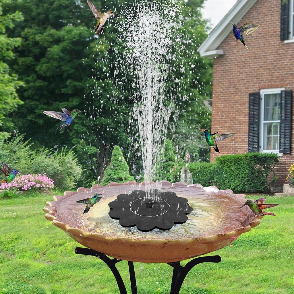 Solar Bird Bath Fountain Flower-Shaped Water Fountain Pump Waterfalls Outdoor Birdbath For Pool Pond Aquariums Garden