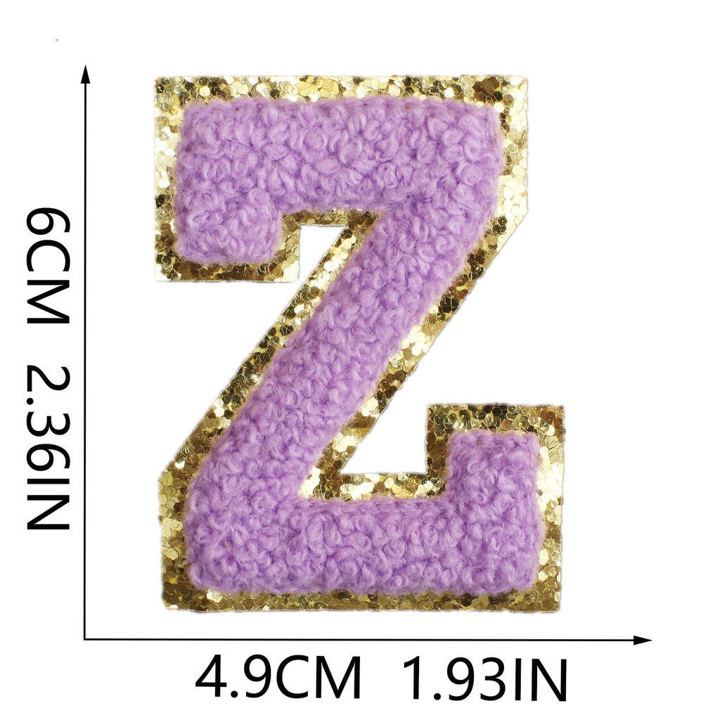 6Cm English Letter Towel Embroidery Patch Sticker Purple Letter Computer Embroidery Label Ironing Embroidery Chapter