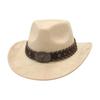 Ethnic Pattern Cowboy Hat Male Wool Felt Western Sombrero Cap Classic Riding Travel Fedora Hat Metal Bull Head Gentleman Hat