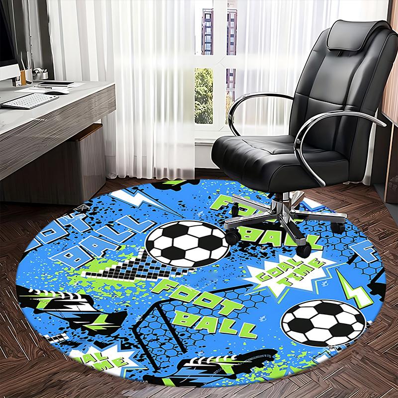 Kancelářský koberec s fotbalovou tématikou, podložky pod židli, design fotbalového míče, sportovní dekorace pro domácí kancelář, obývací pokoj, ložnici, nápad na dárek1118060a