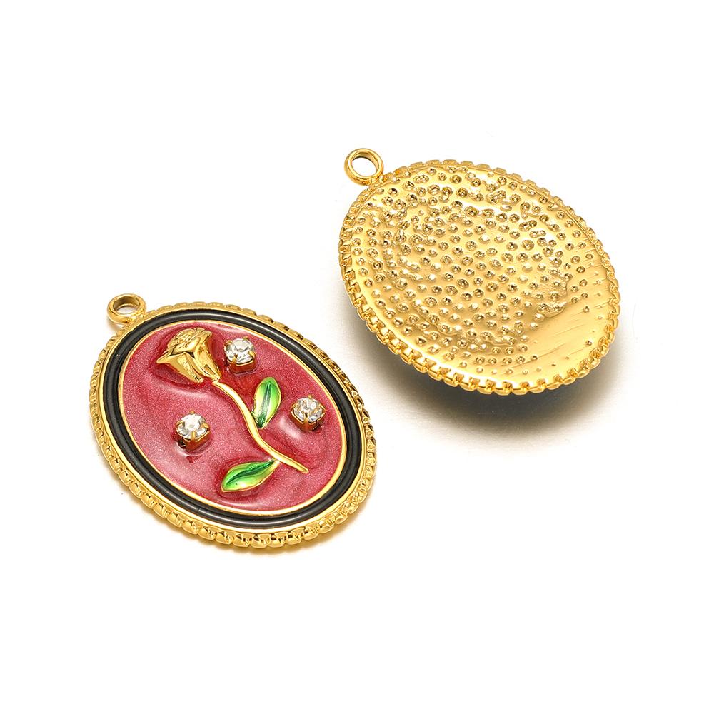 3Pcs Monet Garden Classical Charms Gold Stainless Steel Painted Flower Jewelry for DIY Necklace Pendant Bracelet Earrings Making