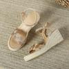 Women's Cross-Border Wedge Sandals - High Heel, Thick Platform, Casual Outdoor, Hemp Braid Fisherman Style