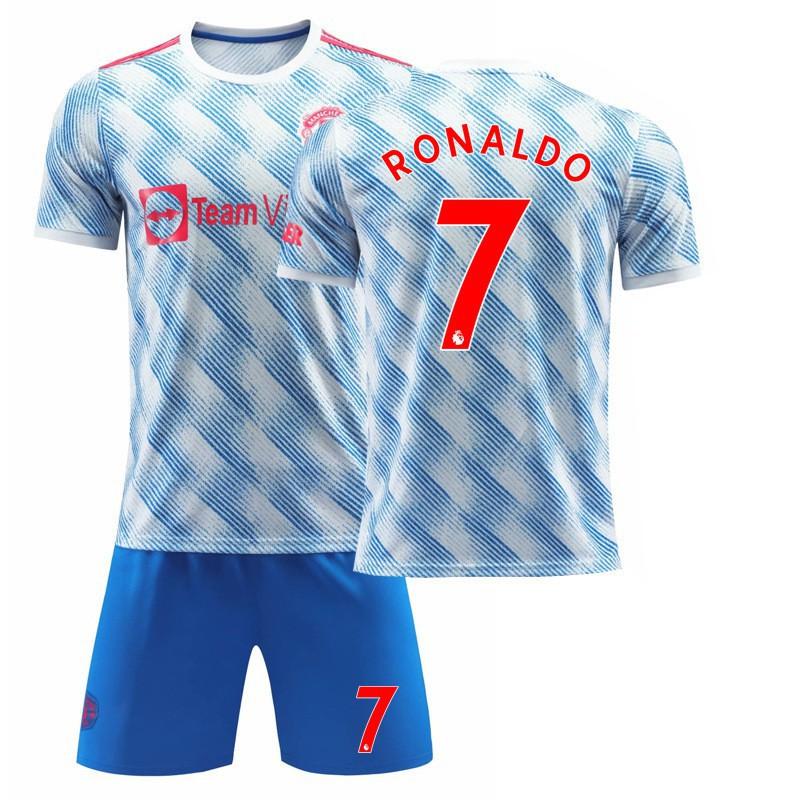 21-22 Red Devils Away No. 7 C Ronaldo Blue Jersey Set Football Uniform 6 Bogba Champions League Version Batch