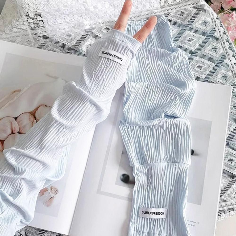 Fashionable Loose Thin Ice Silk Long Sleeves For Women Summer Sleeve Girls Sunscreen Protector M2C9