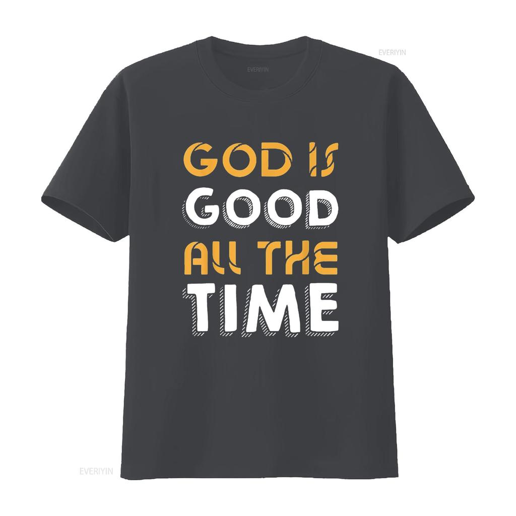 God Is Good All The Time Inspirational Christian Faith Womens T Shirt Black Vintage Washed Stretched Designer Clothes