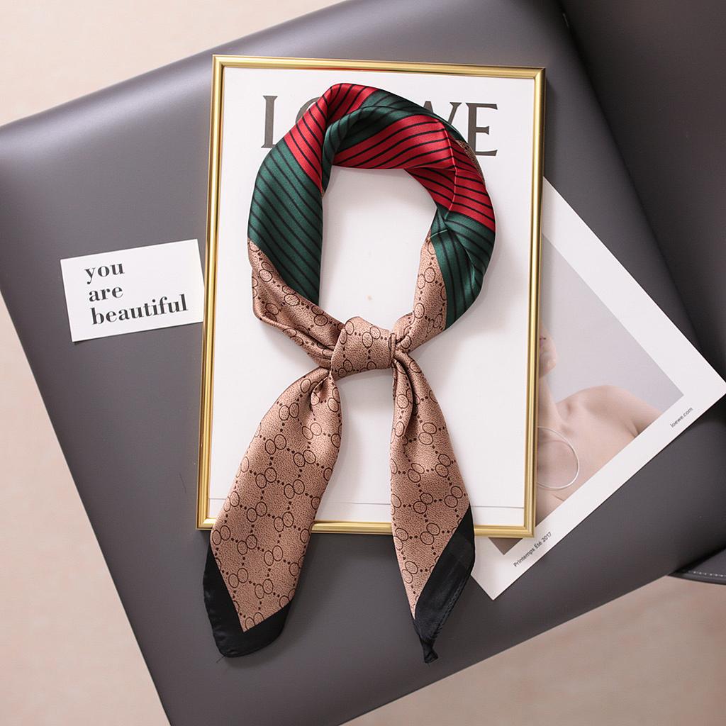 Luxury Satin Print Silk Scarf Square Women Streamer Neck Scarves Wrap Head Kerchief Beach Hair Band For Woman Bandana Summer