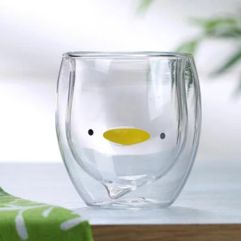 Kreative süße Bär Doppelschicht Kaffeetasse Doppelglas Tasse Karton Tier Milch Glas Dame süße Katze Ente Hund Geschenk Weihnachtsgeschenk 250ml