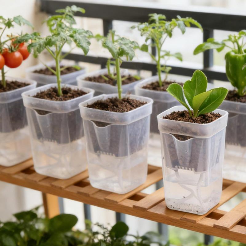 5/1Pcs Small Self Watering Pots Mini Clear Plastic Planters with Plant Label for Flowers Indoor Outdoor Cuttings Seedlings