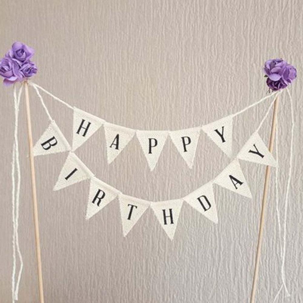 Birthday Cake Flag Decoration Baking Decoration Party Birthday Decoration Letter Creative Cloth Birthday Flag Cake Decoration