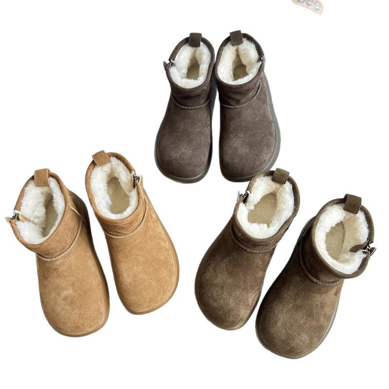 Sheepskin and fur integrated snow boots women's small short boots thick-soled non-slip velvet thickened warm small potato cotton shoes