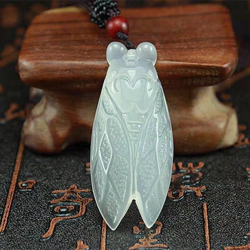 Přírodní ruka - Carve Jade Know The Cicada Náhrdelník Přívěsek Módní Šperky Doplňky Muži Ženy Dárky pro štěstí