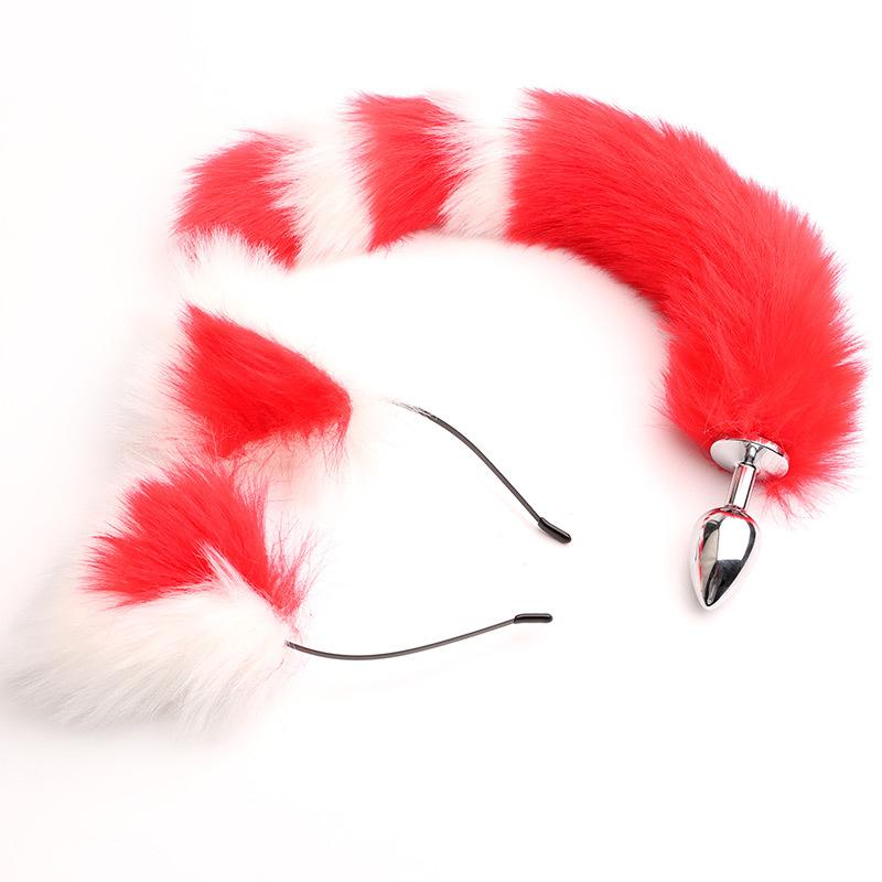 40cm Fox Tail Anal Plug Sexy Plush Cat Ears Headbands Set Butt Plug Tail Erotic Cosplay Sex Toys for Women Anal Masturbating