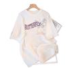 Butterfly Printed Cotton Short-sleeved T-shirt Women's Summer New Design Sense Fashionable Versatile Large-size Half-sleeved Top