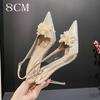 Fashion 2025 New Bride White Wedding Shoes Thin Heels Pointed Flower Rhinester Heels After The Empty Fashion Women'S Sandals