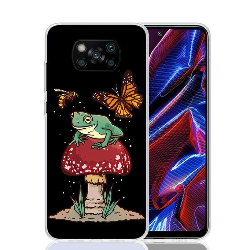 Cottagecore Frog Mushroom Kawaii Case Phone Cover for Xiaomi Redmi Note 10 9 9S 8 8T 7 5 Pro Mi 12T 11T 10T 9T 12 11 Lite A3 A2
