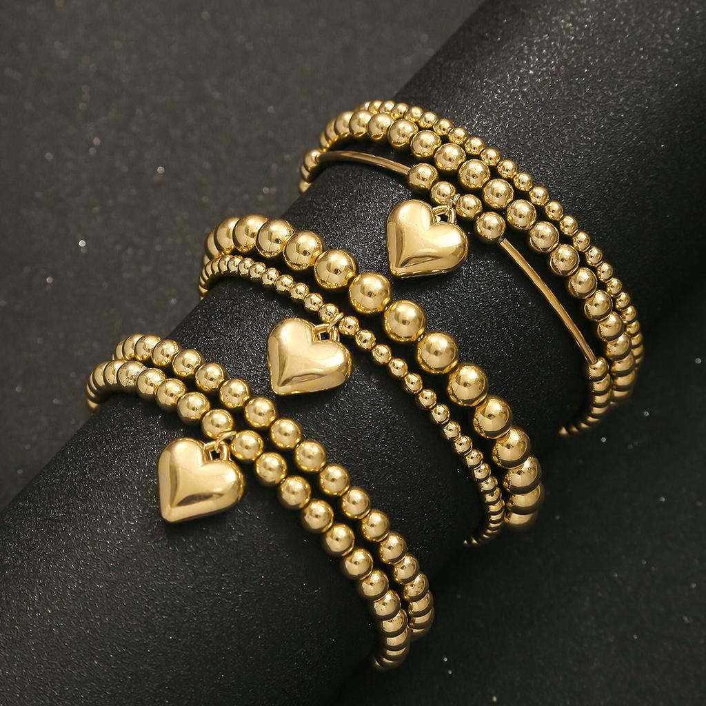 Hot-selling CCB round bead love pendant elastic beaded bracelet set versatile jewelry women