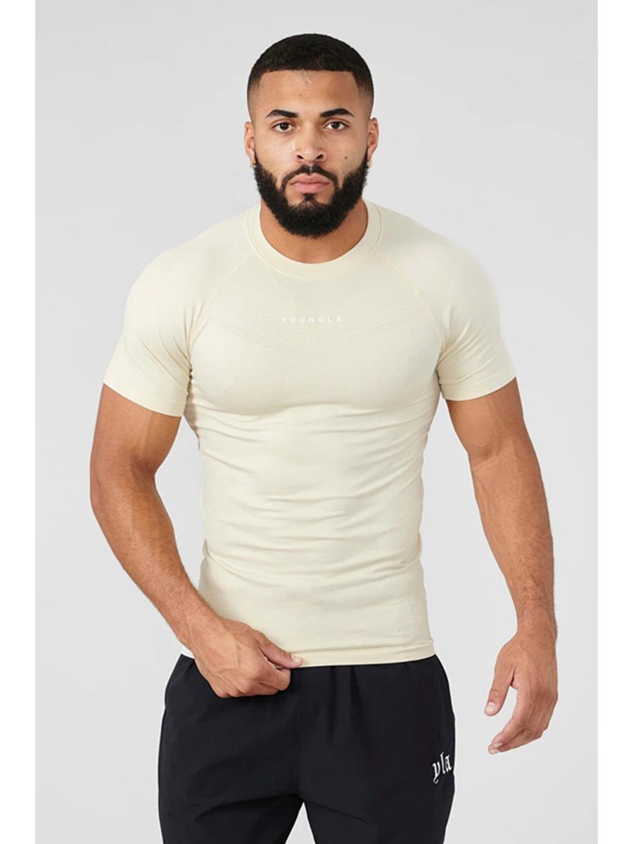 

2024 Чоловіча футболка з коротким рукавом облягаючого крою для літнього бігу та тренувань на відкритому повітрі Large