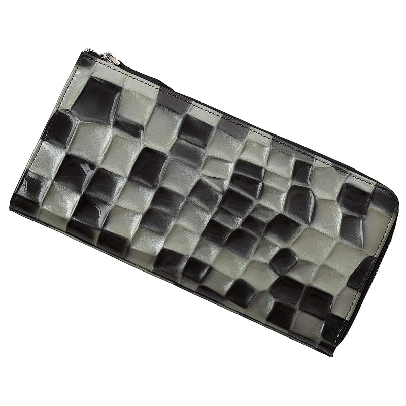 

[Legare] [Legale] stained glass long wallet wallet men s ladies With card case L-shaped zipper simple wallet genuine leather (ash gray)