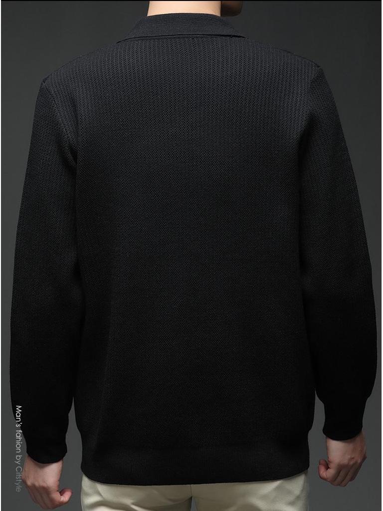 Men's V-Neck Knit Sweater - Autumn/Winter Korean Style, Youthful, Comfortable, Loose Fit Polo Top