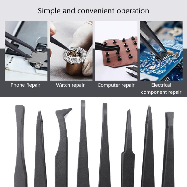 Electronics DIY Repair Tool Precision Tweezers Set Carbon Fiber for Craft