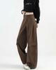 MTUIOY Cargo Casual and Perfect for Spring and Solid Loose Plus Sizes Brown L Women's Wide-Leg Pants, Stylish, Autumn, Color, Fit, - -