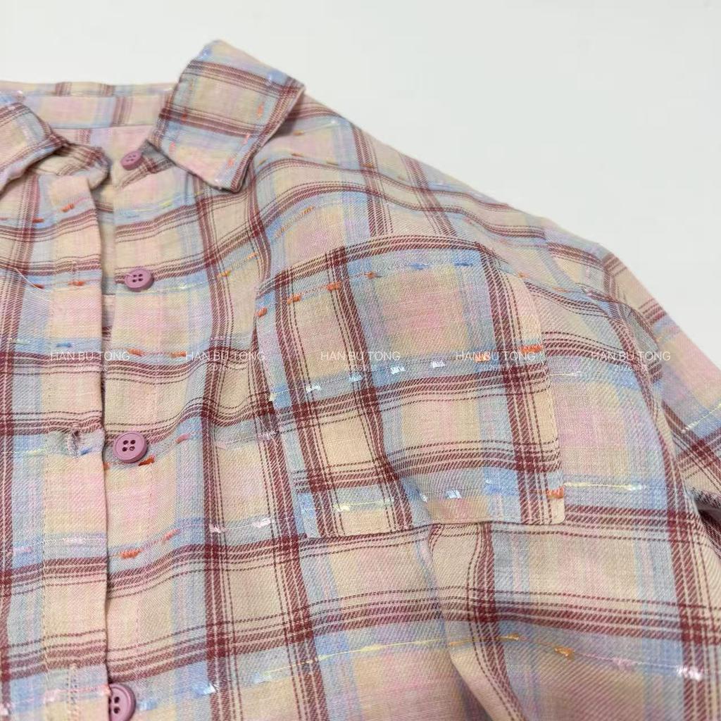 Girls' Plaid Shirt & Star Jeans Set - Stylish Korean Spring/Autumn Wear 2026