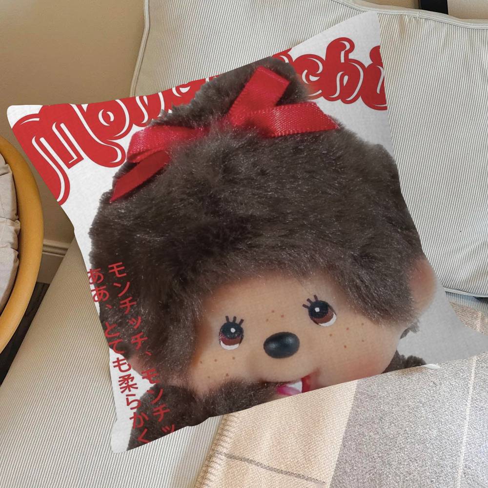Cute M-Monchhichi   Pillowcase toon Gift Cushion Cover Bedroom Home Sofa Chair Seat Decor pillow case
