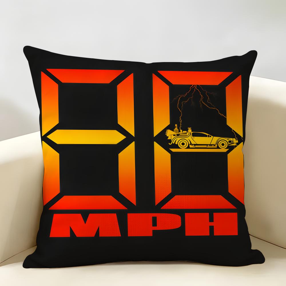 BBack To The Future Movie Cushion Cover Natural Linen Organic Fabric DoubleSided Printing Room Sofa Decor Pillow Case
