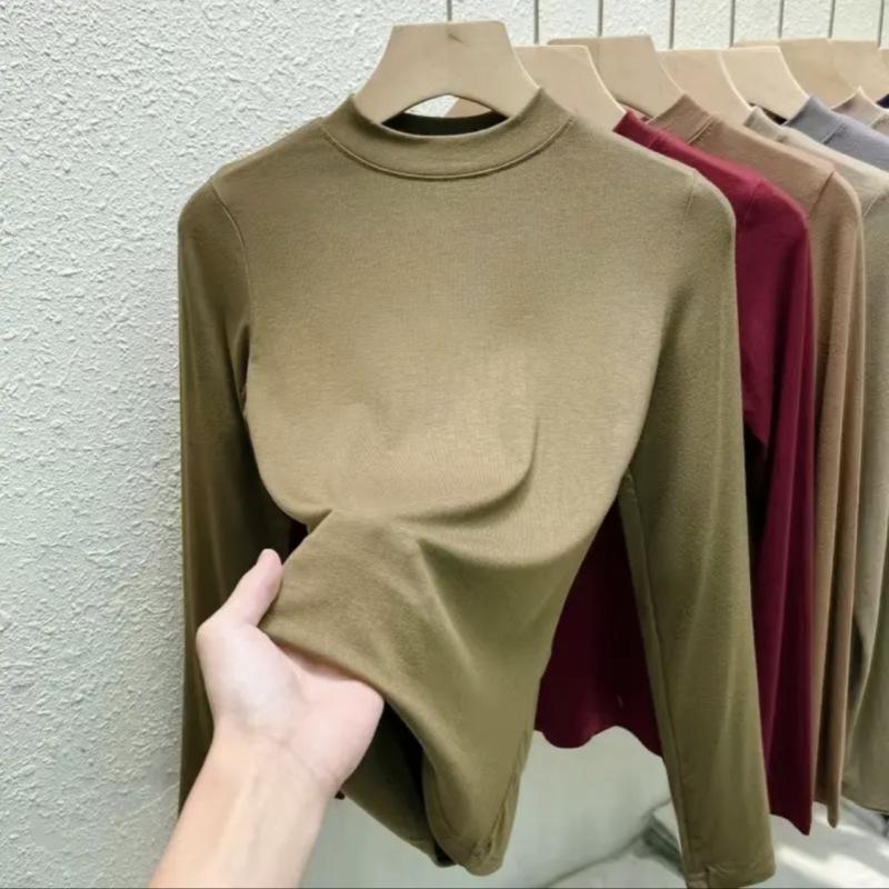 

2024 Женская повседневная многослойная водолазка с высоким эластичным воротником и длинными рукавами XXL (140-160 lbs)