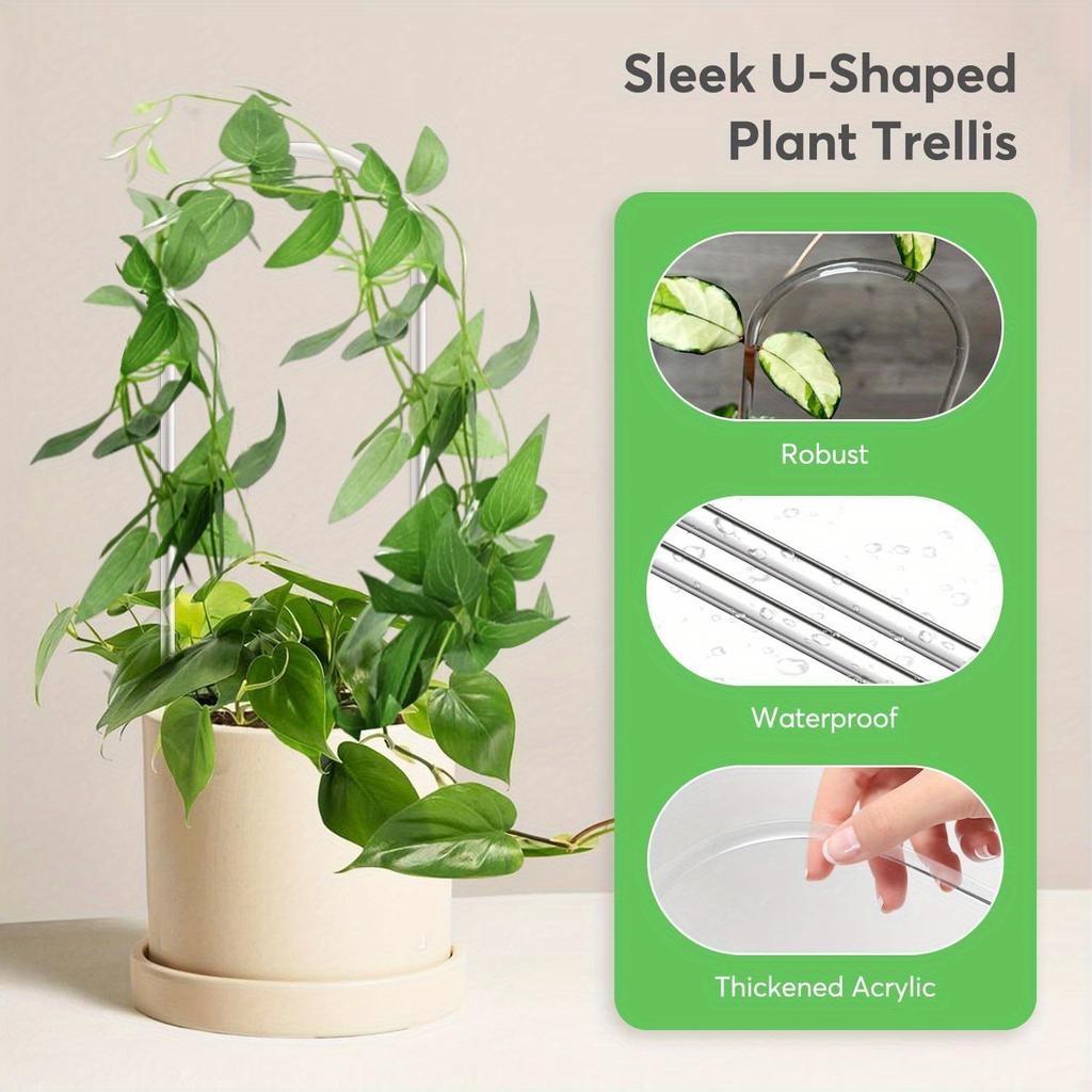 10pcs U-Shaped Acrylic Plant Climbing Frames - Transparent, Durable Support for Potted Plants, Ideal for Indoor Vines & Flowers